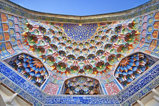 Detail of the decorations of the Abdulaziz Khan Madrassah in Bukhara, Uzbekistan