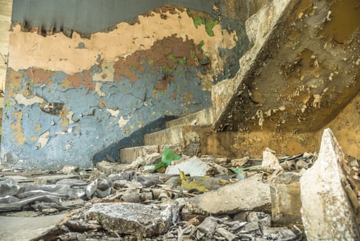 ruins of a very heavily polluted industrial factory, industrial series