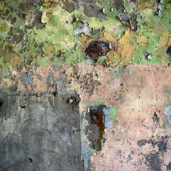 wide angle view of an old wall abandoned factory building