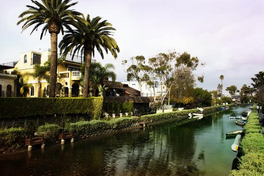 Houses on the Venice Beach Canals in California. USA
