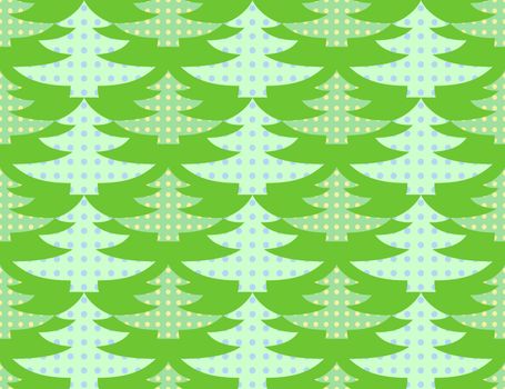 Illustration of a seamless background of stylized green Christmas trees