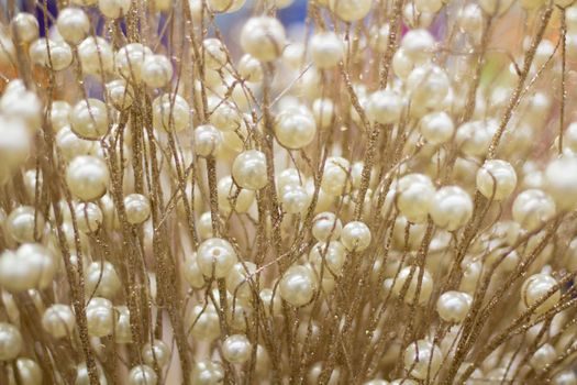 Bright shiny golden and silver berries background for celebration greeting cards