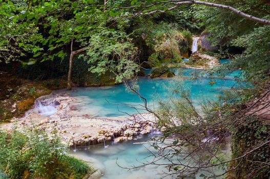 Urederra River (Navarra, Spain) takes an amazing blue color near its spring.