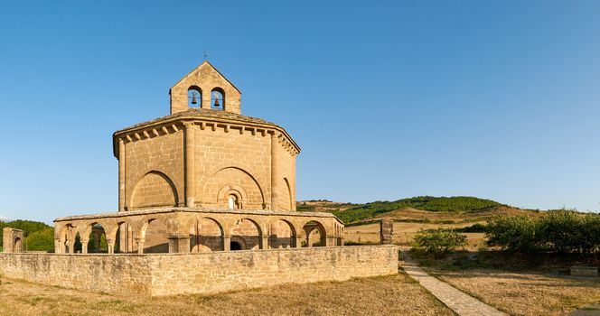 Santa María de Eunate is an ancient octagonal templar church on the Road to Santiago