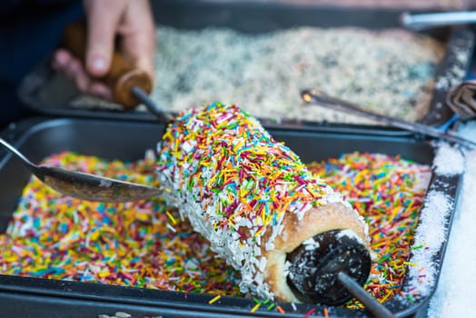 pastries sprinkled with sweet color chips during cooking