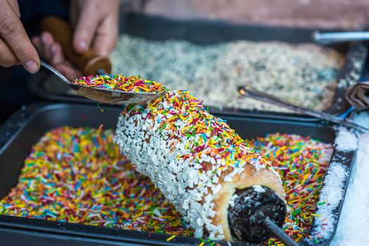 pastries sprinkled with sweet color chips during cooking