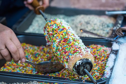 pastries sprinkled with sweet color chips during cooking