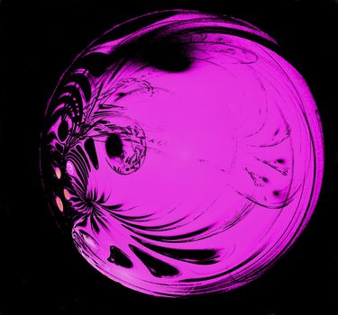 abstract fractal bright Purple Christmas ball on black background