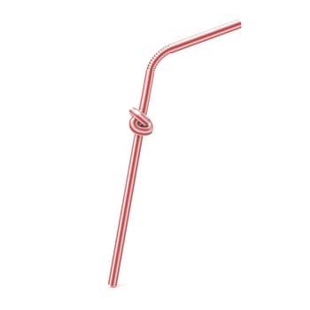Drinking straw knotted. 3D render illustration isolated on white background