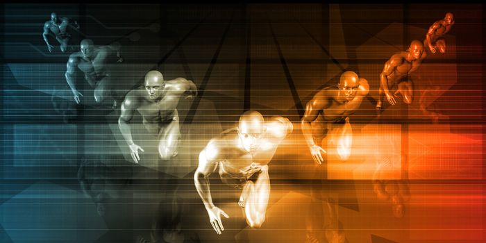 Futuristic Race Concept with Technology Background as Art