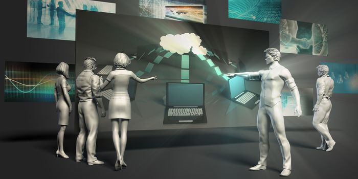 Cloud Solutions Concept with Virtual Presentation Background