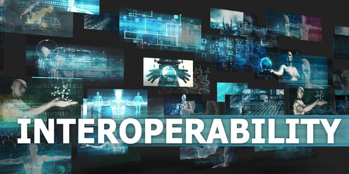 Interoperability Presentation Background with Technology Abstract Art