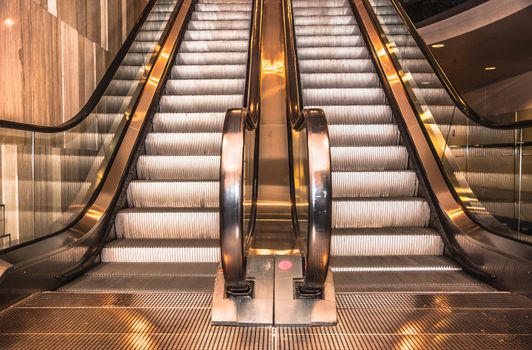 Modern escalator in shopping mall