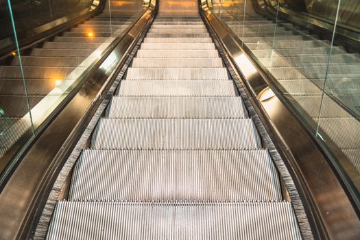 Modern escalator in shopping mall