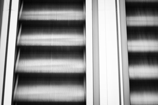 Moving escalator tone black and white for background
