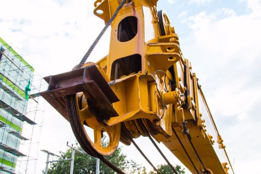 yellow Cranes and wire rope