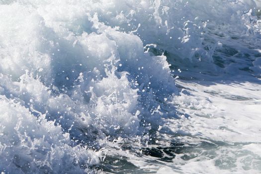 Wave of a ferry ship on the open ocean (Atlantic Ocean, Iceland)