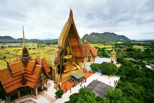 birds eyes view of Wat Tum Seua (tiger cove temple) Kanchanburi provine Thailand