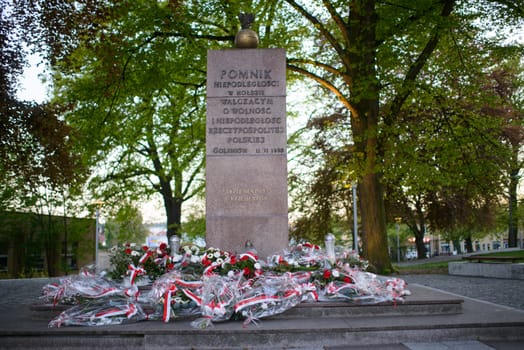 Monument in the city park in Poland. Independent symbol