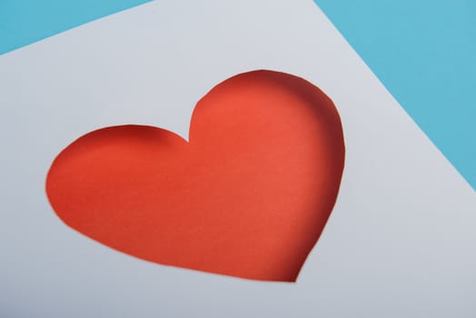 Red Heart Paper Sticker with Shadow .