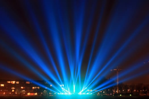 light beams on the city promenade