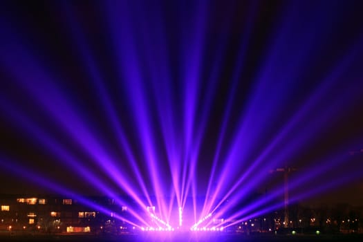 light beams on the city promenade