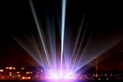 light beams on the city promenade