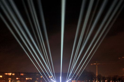 light beams on the city promenade