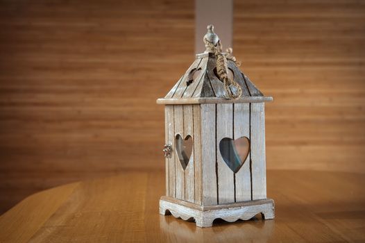 wooden candlestick with heart shape