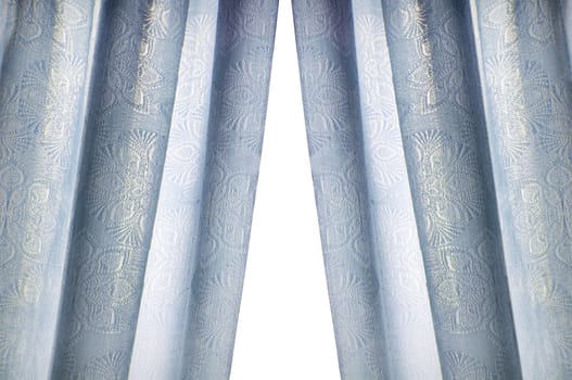 blue curtain isolated on white background