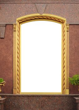 architectural frame of the window on a white wall 
