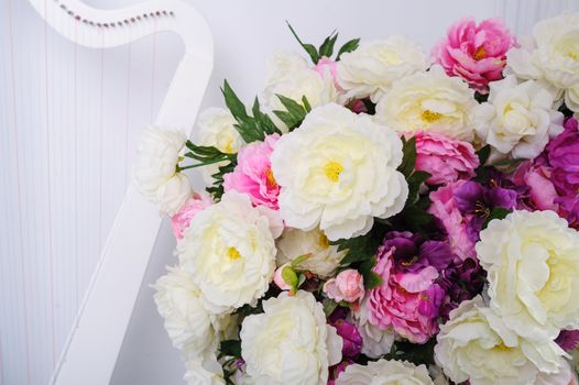 beautiful wedding bouquet on a white background in studio
