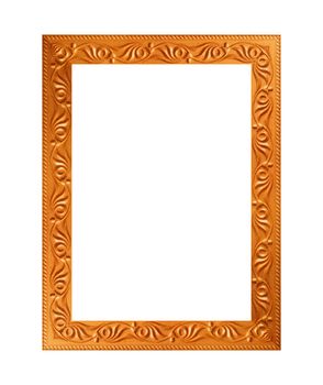 gilded wood frame isolated on white background.