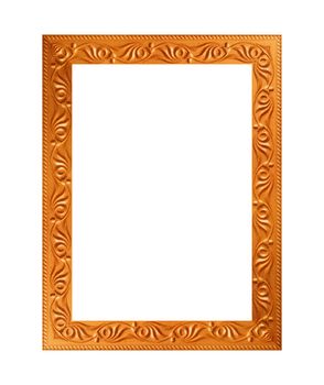 gilded wood frame isolated on white background.