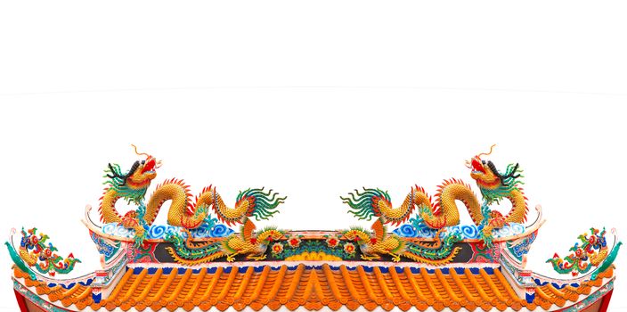 file twin dragon on chinese temple roof isolated white background use for multipurpose backdrop ,background 