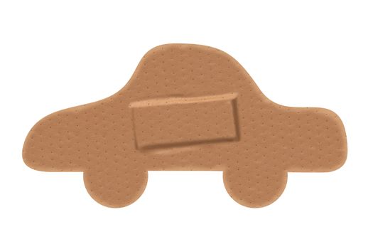Car shaped sticking plaster with clipping paths.