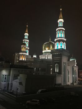 The largest Muslim church in Russia in the evening