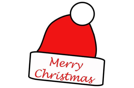 Simple santa hat and the words Merry Christmas, christmas card
