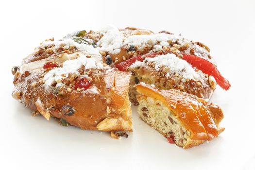 Bolo Rei is a traditional portuguese Christmas cake made with candid fruit.