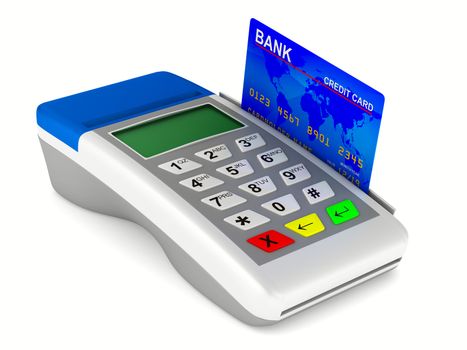 payment terminal on white background. Isolated 3d image