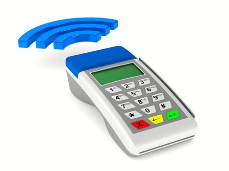 payment terminal on white background. Isolated 3d image