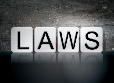 The word "Laws" written in white tiles against a dark vintage grunge background.