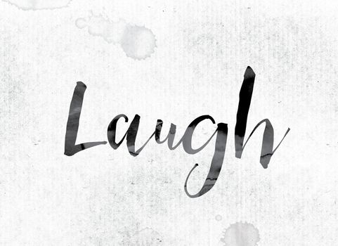 The word "Laugh" concept and theme painted in watercolor ink on a white paper.