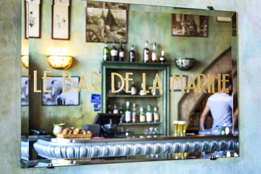 MARSEILLE - AUGUST 19 :Famous bar de la Marine cafe on August 19 2015 in Marseille,France.Marseille is France's largest city on the Mediterranean coast and largest commercial port.