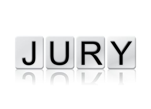 The word "Jury" written in tile letters isolated on a white background.