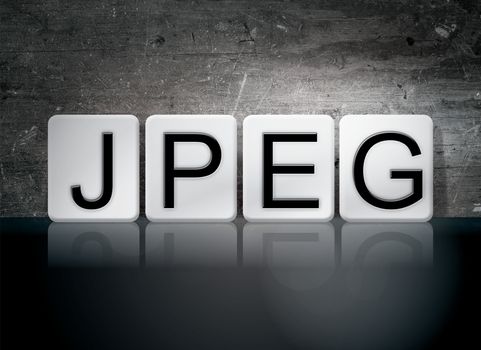 The word "jpeg" written in white tiles against a dark vintage grunge background.