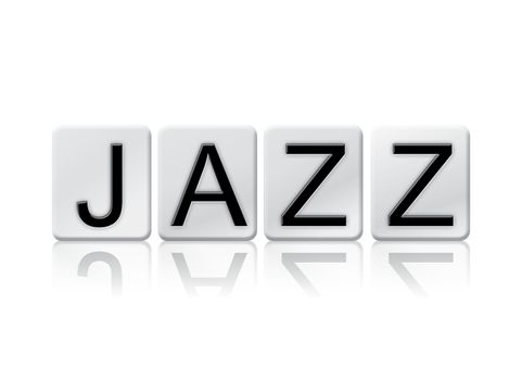 The word "Jazz" written in tile letters isolated on a white background.