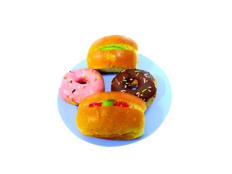Cakes and sweets decorative with donut cookies dish isolated.