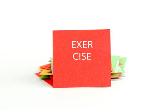 picture of a red note paper with text exercise