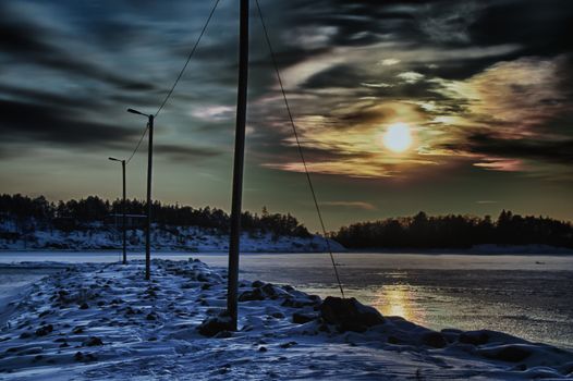 Winter picture of the east sea in western Finland